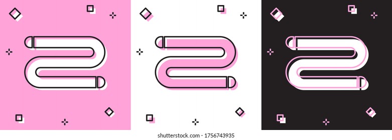 Ajuste el icono de la toalla aislado en fondo rosa y blanco, negro. Ilustración vectorial