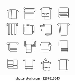 Set of towel Related Vector Line Icons. Contains such Icons as cloth, hygiene, washcloth and etc. - Vector 