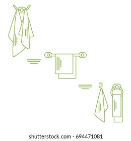 Set of  towels hanging on different holders. Design for poster or print.