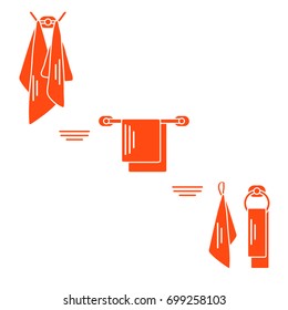 Set of  towels hanging on different holders. Design for poster or print.