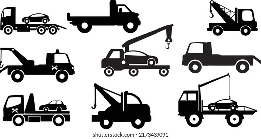 Set Towing Vector Silhouettes Collection Stock Vector (Royalty Free ...