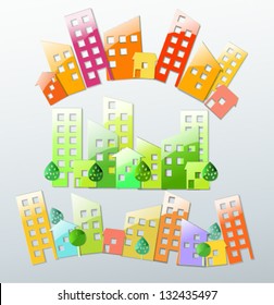  set of the town and city vector
