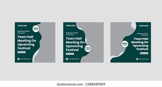 Set of Town hall meeting social media templates, city hall template bundle, vector illustration eps 10