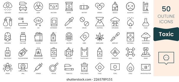 Set of toxic icons. Thin linear style icons Pack. Vector Illustration