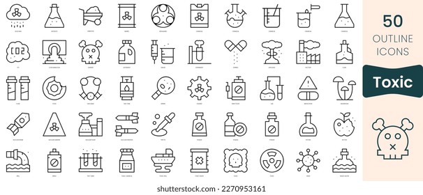 Set of toxic icons. Thin linear style icons Pack. Vector Illustration