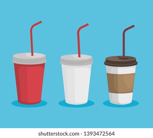 set of toxic plastic cups that ecology pollution