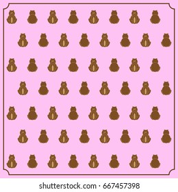 Set of toy bears on a pink background.