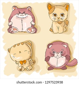 Set of toy cute kittens