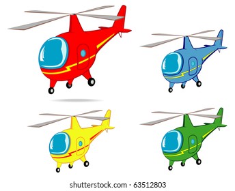 set of toy helicopters