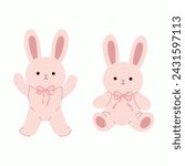 Set of toy rabbits isolate on a white background. Vector graphics.