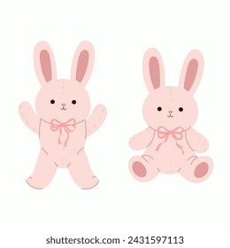 Set of toy rabbits isolate on a white background. Vector graphics.