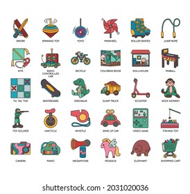 Set of toy thin line and pixel perfect icons for any web and app project. 