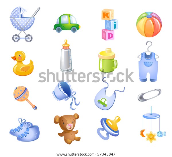 Image Vectorielle De Stock De Ensemble De Jouets Et Accessoires Pour