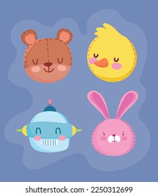 set of toys animals and robot