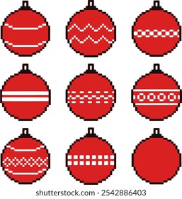 set of toys for the Christmas tree. pixel art