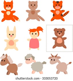 Set of toys with cute animals Vector illustration