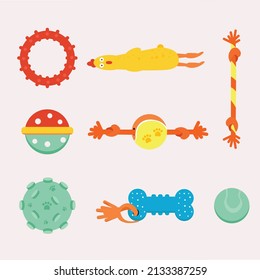 Set of toys for dogs and cats. Vector flat minimalism illustration