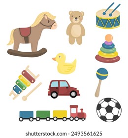 Set of toys elements, toys cartoon collection, toys for boy, cute toys elements 