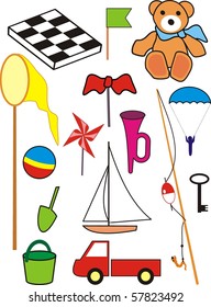 Set of toys - isolated vector illustration in cartoon style