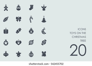 Set of toys on the Christmas tree icons