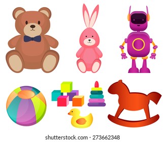 Set of  toys on a white background. Vector illustration