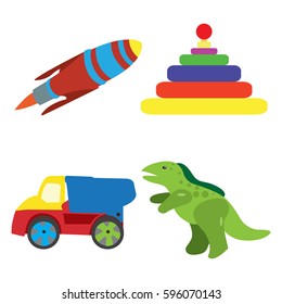 Set of toys on a white background, Vector illustration