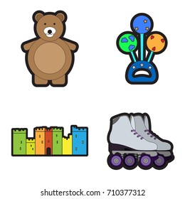 Set of toys on a white background, Vector illustration