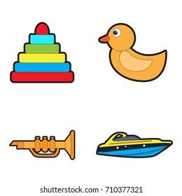 Set of toys on a white background, Vector illustration