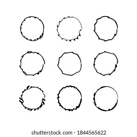 Set of traced circle frames isolated on a white background. Icons for apps and websites.