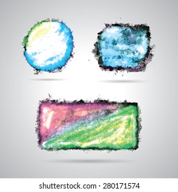 Set of traced colorful design elements. EPS10, CMYK.