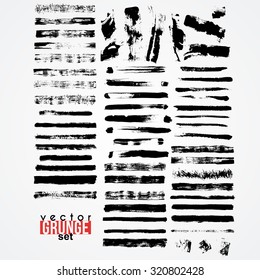 Set of traced grunge contrasting brushes