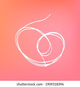 Set of traced thread hearts for Valentines day decoration. Symbol of romantic love. Outline abstract scrawl sketch. Vector stock illustration of chaotic doodle shapes. EPS 10