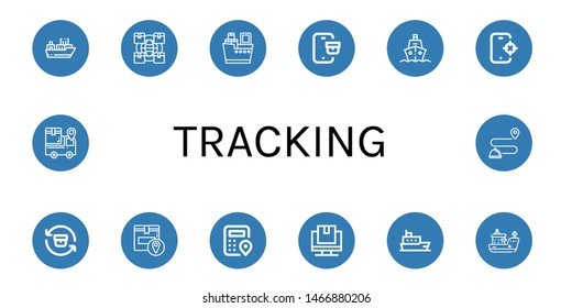 Set of tracking icons such as Cargo ship, Logistics, Shipping, Tracking, Ship, Return , tracking
