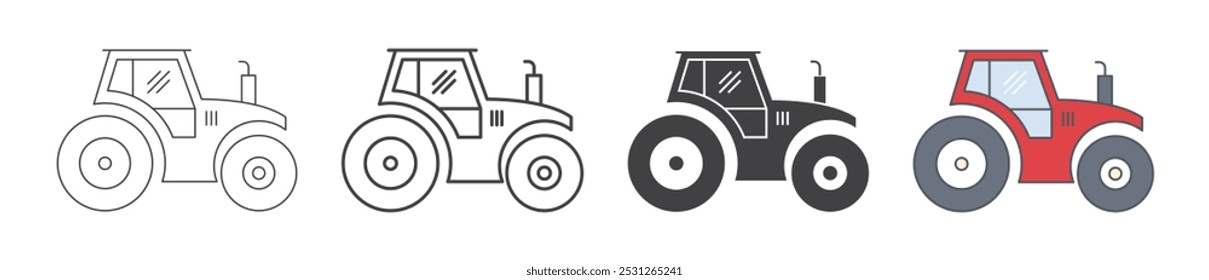 set of tractor icon isolated white background