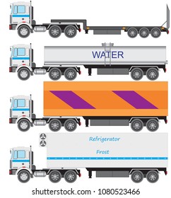 Set of tractors with the front cabin with semi-trailers