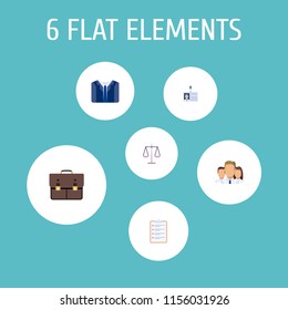 Set of trade icons flat style symbols with schedule, case, team and other icons for your web mobile app logo design.