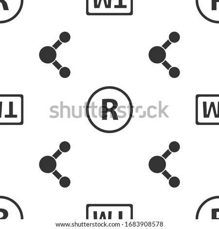 Set Trademark, Registered Trademark and Share on seamless pattern. Vector