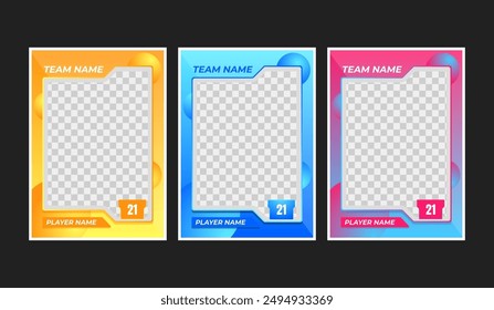 Set of trading frames for game sports card template, Vector illustration on a black background