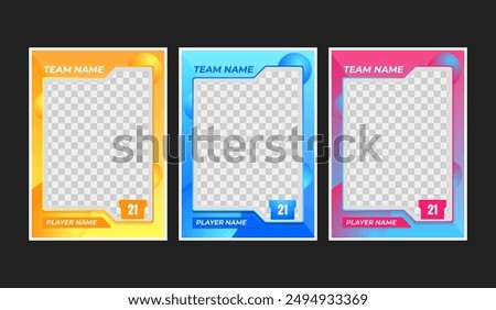 Set of trading frames for game sports card template, Vector illustration on a black background