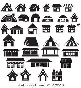 Set of tradition home style  and other building vector icon and logo