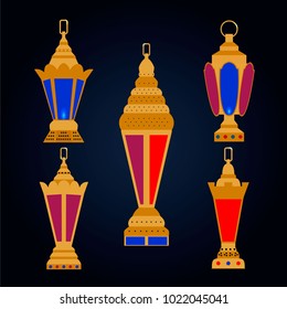 Set of traditional arabic lanterns for Ramadan.