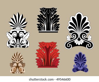 Set of traditional architectural elements for design