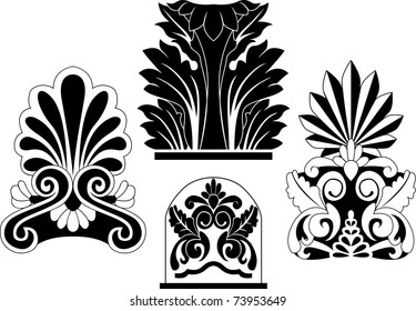 Set of traditional architectural elements stencil for design