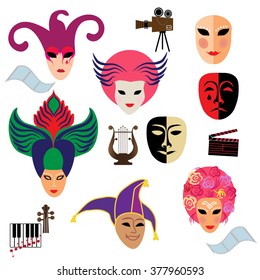 Set of traditional carnival masks.