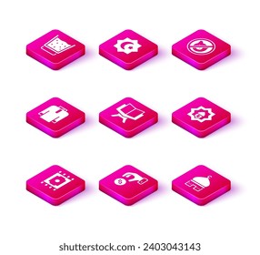 Set Traditional carpet, Donate or pay your zakat, Shirt kurta, Holy book of Koran, Muslim Mosque, No pig and Octagonal star icon. Vector