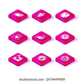 Set Traditional carpet, No water, Muslim man, Wudhu, pig, Ramadan fasting, Shirt kurta and Hands praying position icon. Vector