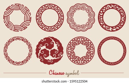 Set of Traditional Chinese decorative round frame.Chinese symbol for Chinese new year or other festival.