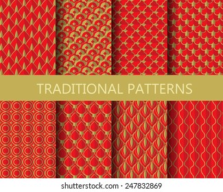 set of traditional chinese patterns,  Endless texture can be used for wallpaper, pattern fills, web page background,surface textures.