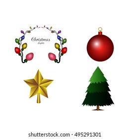 Set of traditional christmas objects, Vector illustration