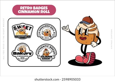 Set of Traditional Cinnamon Rolls Cartoon Illustration with Varied Poses and Expressions